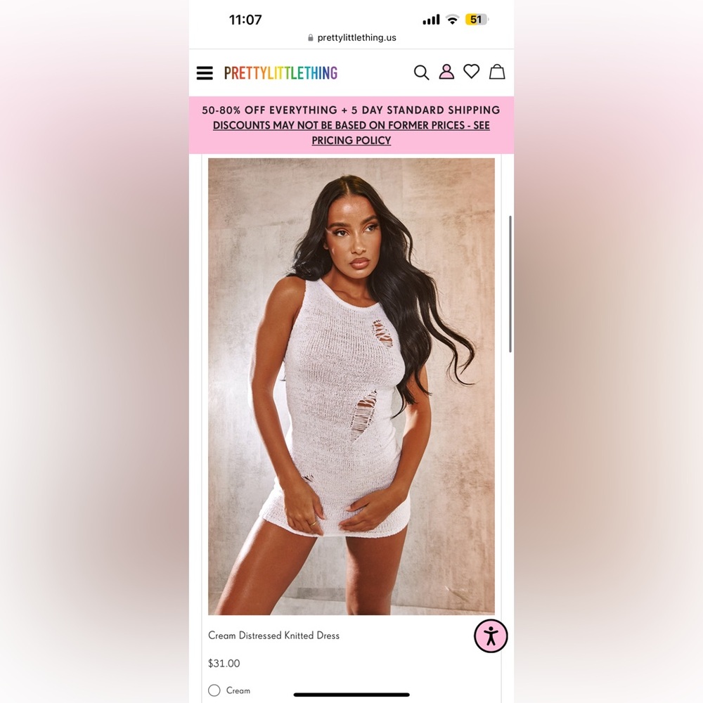 PLT cream knit dress.